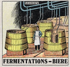 The cold industry: mout fermentations to produce beer. Anonymous illustration from 1925. Private collection. av Anonymous Anonymous