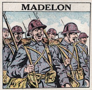 Effektene av musikk: den franske sangen "La Madelon"" gir mot til militæret. Anonym illustrasjon fra 1925. Privat samling. av Anonymous Anonymous