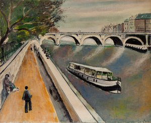 The new bridge in Paris in 1950 - anonymous painting av Anonymous Anonymous