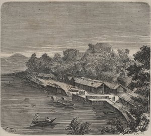 Penitentiary Saint-Laurent i Cayenne (Fransk Guyana) på 1800-tallet. Gravering i "Fengselshistorie fra deres opprettelse til i dag"" (1877) av Pierre Zaccone (1817-1895) (Colonia Penale - straffekoloni) av Anonymous Anonymous
