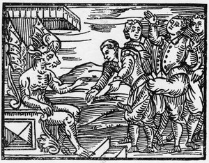 Trollmennene hyller djevelen - "Compendium Maleficarum", avtaler om hekser, deres ondskap og deres sorteringer av Francesco Maria Guazzo eller Guaccio eller Guaccius (15??? -16??) 1608 Private Collection av Anonymous Anonymous