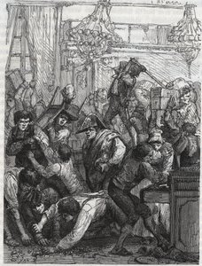 Tyveri av møbelvakten (nåværende Hotel de la Marine, Place de la Concorde) - Tyveri i uken fra 11. til 17. september 1792 av et band på oppdrag fra Paul Miette, fra en del av Diamonds, på hotel du Garde-Meuble de la Couronne, Paris, hvor t av Anonymous Anonymous