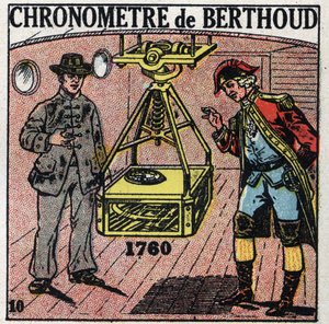 Tid: Marint kronometer oppfunnet av Ferdinand Berthoud (1727-1807) i 1760. Anonym illustrasjon fra 1925. Privat samling. av Anonymous Anonymous