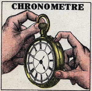 Tid: et kronometer. Anonym illustrasjon av 1925. Privat samling. av Anonymous Anonymous
