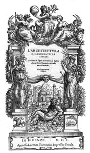 Tittelside "" Arkitekturen til Leon Battista (Leon Battista) Alberti: oversatt til florentinsk språk av Cosimo Bartoli "" de 1550. (De Architectura) (arkitektur) av Anonymous Anonymous