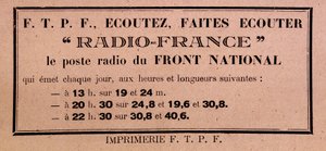 Traktat av FFI-FTPF som ringer for å lytte til Radio France, "" radiostasjonen til Front National"" av Anonymous Anonymous