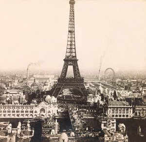 Universal Exposition of 1900 - Exposition Universelle de 1900 i Paris: Panoramautsikt over Champs de Mars - privat samling av Anonymous Anonymous