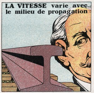Vibrasjonsbevegelser: hastighet varierer med forplantningsbevegelser. Anonym illustrasjon fra 1925. Privat samling. av Anonymous Anonymous