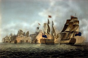 Utsikt over slaget ved Cape Saint-Vincent den 14/02/1797 Gravering av 1798 av Anonymous Anonymous