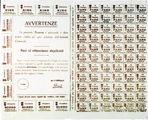 WWI: rasjonsbilletter for brød, smør, sukker og ris (trykk, ca. 1914-1918) av Anonymous Anonymous