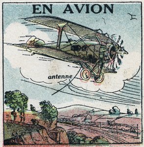 Wireless telephony: by plane. Anonymous illustration of 1925. Private collection. av Anonymous Anonymous