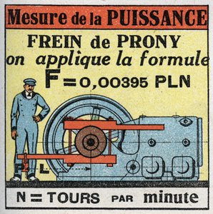 Work and power: measurement of power with Prony brake. Anonymous illustration from 1925. Private collection. av Anonymous Anonymous