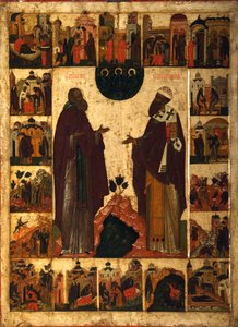 Saint Cyril of White Lake og Saint Cyril of Alexandria, andre halvdel av 1500-tallet. av Anonymous Russian icon painter