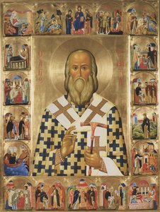 Sankt Ignatius Brianchaninov med scener fra hans liv, 1900-tallet av Anonymous Russian icon painter