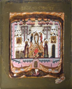 De hellige Zosima og Savvas av Solovki, tidlig på 1600-tallet. av Anonymous Russian icon painter