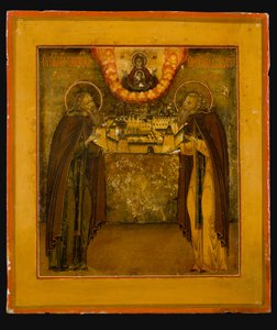 De hellige Zosima og Savvatiy av Solovki, sent på 1700-tallet. av Anonymous Russian icon painter