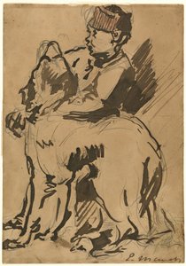 En gutt som holder hunden sin av Anonymous artist after Edouard Manet