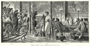 Bankett i Agathon, antikkens Hellas, ifølge Platon (litho) av Anselm Feuerbach