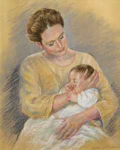 Vanessa Macdonald-Haig med barnebarnet Toby, 2000 (pastell)