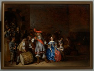 Vaktromsscene (olje på panel) av Anthonie (1601 73) Palamedesz