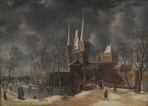 Luttekepoort i Harderwijk om vinteren av Anthonie Beerstraaten