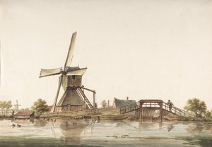 Landskap med vindmølle, sent på 1700-tallet. av Anthonie Erkelens