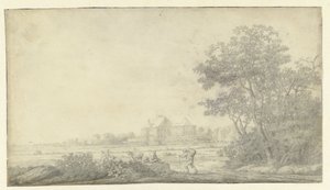 Utsikt over Huis ter Nieuburch, Rijswijk, sett fra øst av Anthonie Jansz. van der Croos