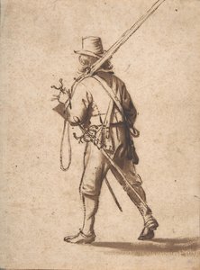 En vandrende musketer, sett bakfra, 1600-tallet. av Anthonie Palamedesz