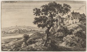 En landsby på en høyde av Anthonie Waterloo