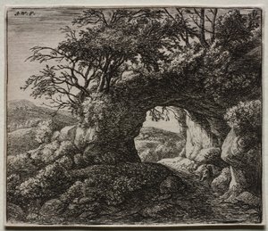 Fire landskap: The Pierced Rock av Anthonie Waterloo