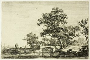 Fire menn på en steinbro av Anthonie Waterloo