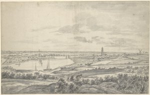 Utsikt over Rhenen av Anthonie Waterloo