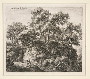 Landskap med to eremitter av Anthonie Waterloo