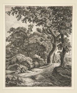 De to reisende hviler i skogen av Anthonie Waterloo