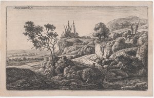 Stier som fører til en bekk, 1600-tallet. av Anthonie Waterloo