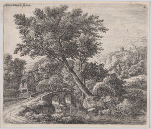 Hyrde på en liten bro, 1600-tallet. av Anthonie Waterloo