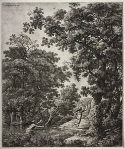 Seks store oppreiste landskap med scener fra Ovids Metamorfoser: Alpheus og Arethusa