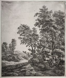 Seks store oppreiste landskap med scener fra Ovids Metamorphoses: Mercury and Argus av Anthonie Waterloo