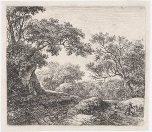 Three Boys and their Dogs The Alley in the Wood, 1600-tallet. av Anthonie Waterloo