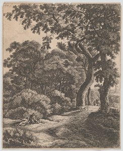 To reisende som hviler i skogen, 1600-tallet. av Anthonie Waterloo