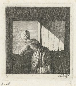 Kvinne lener seg på en bunndør av Anthonie Willem Hendrik Nolthenius de Man