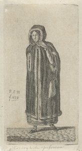 Kvinne med kappe Kortrijk Miss (tittel på objekt) 12 studiefigurer (serietittel) av Anthonie Willem Hendrik Nolthenius de Man