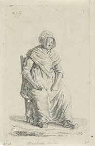 Sittende bondekone fra Vallonia Vallonsk bondekone (tittel på objekt) Bønder og kvinnelige bønder fra Storbritannia av Nederland (serietittel)