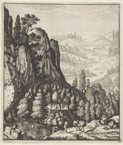 Steinete fjellandskap med bønder av Anthonie de Winter (attributed to)