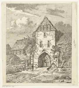 Noen figurer ved en gammel byport av Anthonie van den Bos