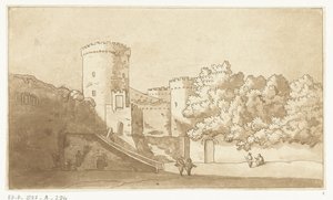Mur av en festning med tårn Castel Gandolfo av Anthonie van den Bos