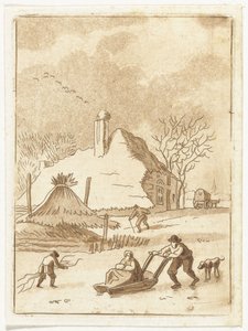 Vinterlandskap med ismoro av Anthonie van den Bos