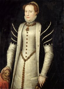 Portrett av en adelskvinne med en valp, 1555 (olje på eikepanel)