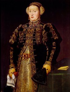 Portrett av Katarina av Castilla (1507-1578), kone til Johannes III av Portugal Maleri av Antonio Moro (1517-1575) (ec.hol.) Madrid fra 1500-tallet, Prado-museet