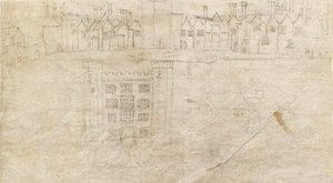 Bygninger langs sørfronten av Oatlands Palace, ca. 1550-tallet av Anthonis van den Wyngaerde